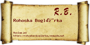 Rohoska Boglárka névjegykártya