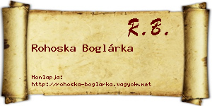 Rohoska Boglárka névjegykártya